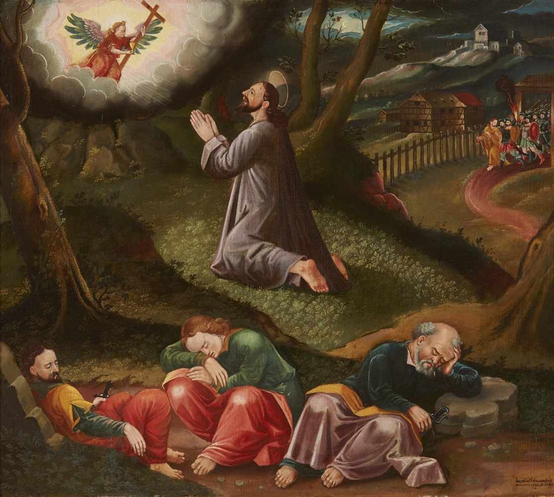 Jakob HofmannChristus am ÖlbergÖl auf Holz. 64 x 73 cm.Signiert und datiert unten rechts: Iacobus