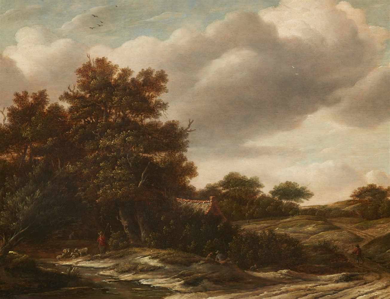 Gerrit van HeesDünenlandschaft mit KateÖl auf Holz. 42 x 55 cm.GutachtenWalther Bernt vom Juni