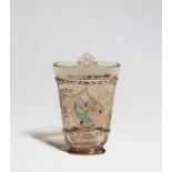 Vase parlante FUMEE EST PLAISIRDickwandiges Rauchglas mit polychromem Reliefemail, Goldkonturen,