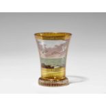 A Vienna glass "ranftbecher" beaker with symbols of friendshipTapering beaker with polychrome enamel