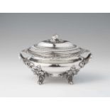 A small Victorian silver tureen and coverDecorated throughout with acanthus relief, the lid with