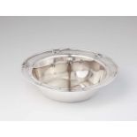 A Copenhagen silver serving dish, no. 228Tapering bowl with floral rim on a flat base. Separated