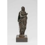 A bronze figure of the mourning VirginDark brown patinated bronze figure, presumably from a