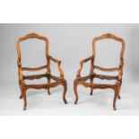 A pair of West German fauteilsTraces of earlier insect damage. H 95, seat depth 56 cm. Mid-18th C.