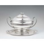 A Danzig silver tureen on standLarge interior gilt oval tureen decorated with palmettes and