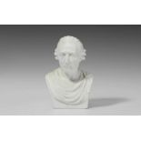 A rare, early Berlin KPM biscuit porcelain bust of King Frederick IIBlue sceptre mark. H 13.3 cm.