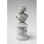 A Fürstenberg porcelain bust of the Marquis de MirabeauA finely wrought model formed bust on a