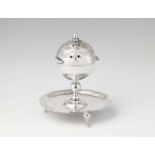 A silver besamin boxRound scalloped dish and short baluster form shaft with rounded corpus. The
