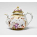 An early Meissen porcelain teapot with a KPM markOf deep rounded form with spout and handle issung