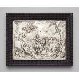 A Danzig silver reliefFinely embossed and chased relief depicting Diogenes and Alexander the