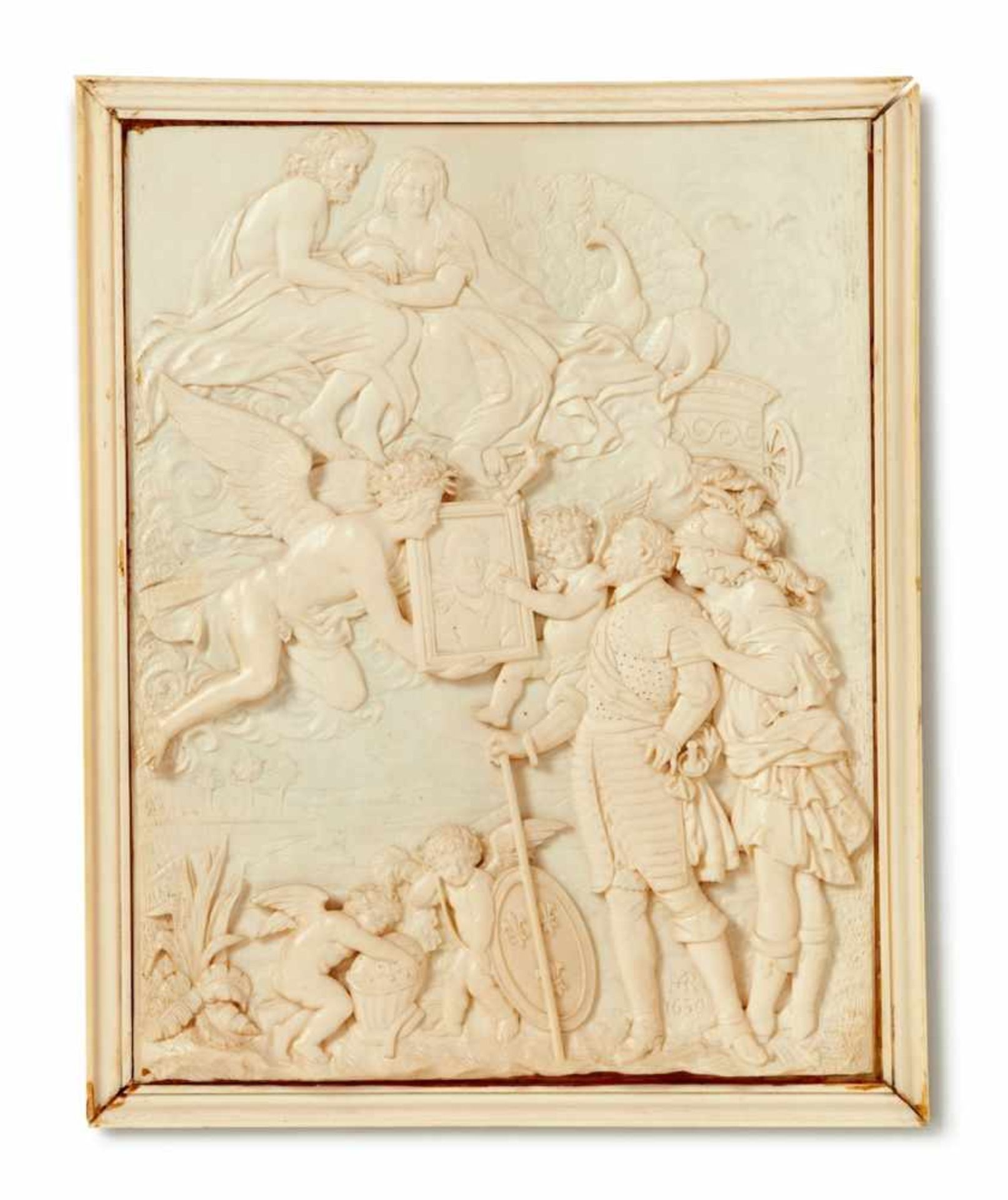 A carved ivory relief showing the presentation of the portrait of Maria de´ MediciRectangular - Bild 2 aus 2