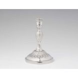 A silver candlestick from the court silver of DresdenBaluster form candlestick decorated with a