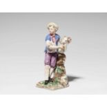 A Niderviller faience figure of a boy with a ramUnmarked. Restorations to the hands, hat brim, tail,