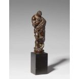 A bronze model of Hercules wrestling the Nemean lionCast bronze with chocolate brown patina on a