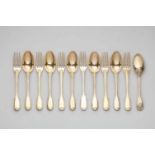 A set of Augsburg silver gilt cutlery made for the House of ShakhovskoyComprising six forks and