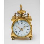 A Hesse ormolu officer's clockFire-gilt bronze, silver, white enamel dial with black numerals,