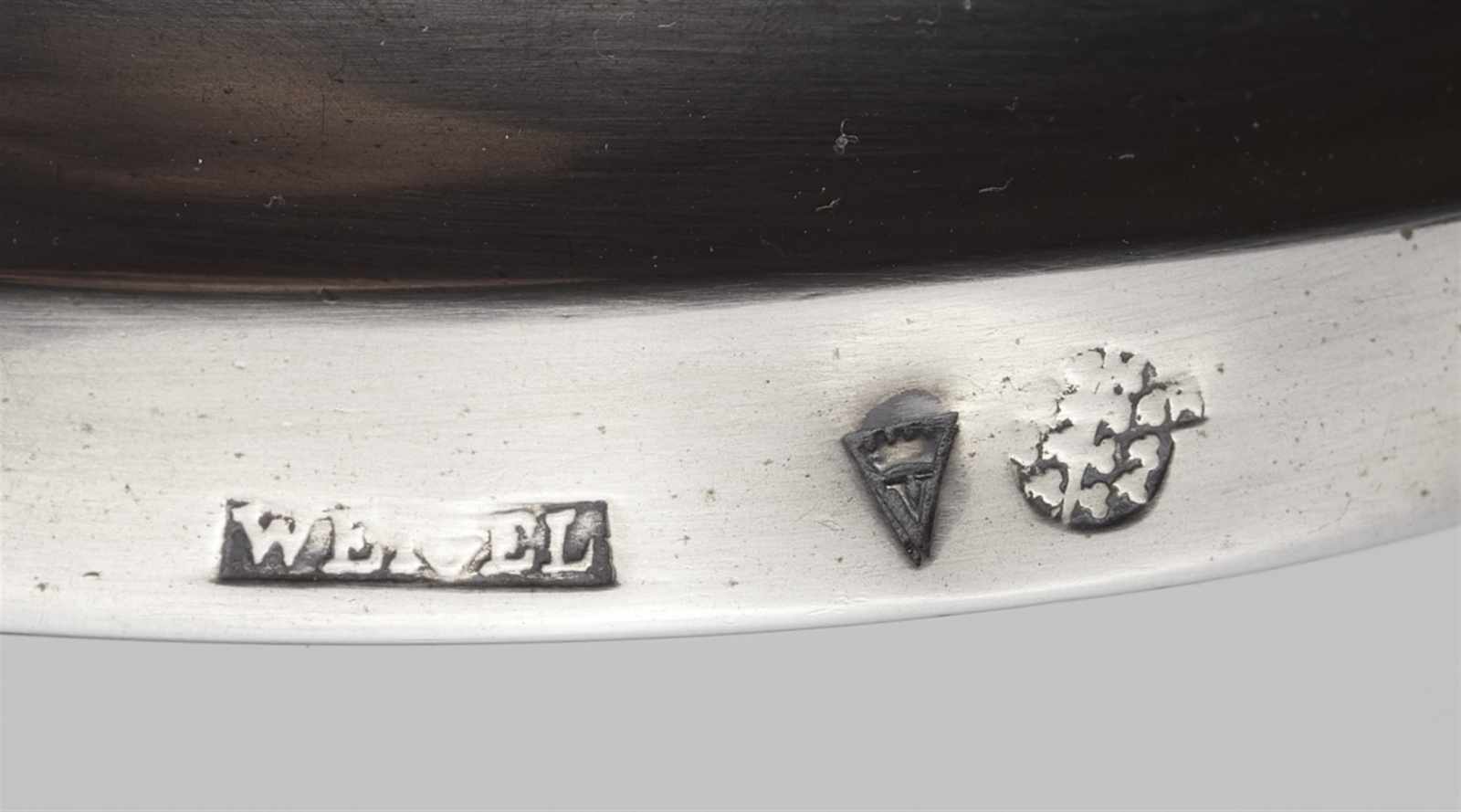 A pair of Kassel silver candlesticksRound bases supporting fluted tapering shafts with palmette form - Image 2 of 2