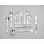 An extensive silver cutlery set by BulgariEccentrica model. Comprising 103 pieces: 12 dinner knives,