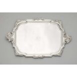 A Leiden Rococo silver platterRectangular scalloped tray with chamferred edges and rocaille handles.