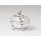 An Augsburg silver sugar boxInterior gilt bombé form box with twist fluting and domed lid with a