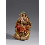 A carved wood figure of the Virgin on the Crescent by Hans DeglerPresumably limewood, carved three-