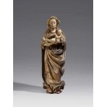 A Swabian carved limewood figure of the Virgin and Child, circa 1480/90The reverse flattened and