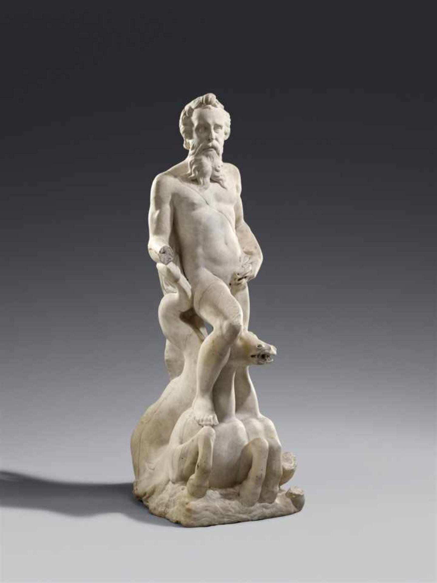 A marble figure of Neptune by Girolamo CampagnaCarved in the round and partially freestanding. - Bild 2 aus 3
