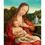 Bernard van Orley, circle ofThe Virgin and Child in a LandscapeOil on panel. 50 x 32 cm.