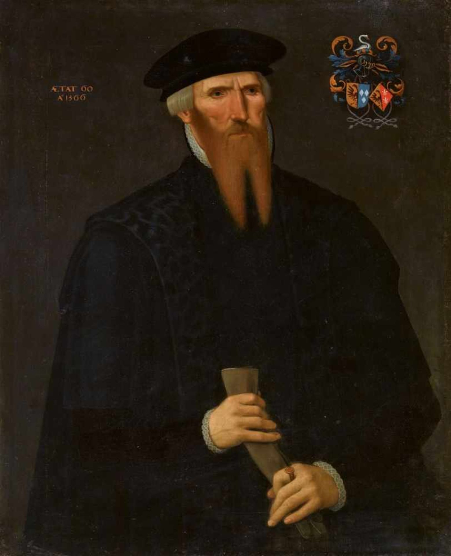 German School, 16th centuryPortrait of a Bearded Man with GlovesOil on canvas (relined). 99.5 x 81