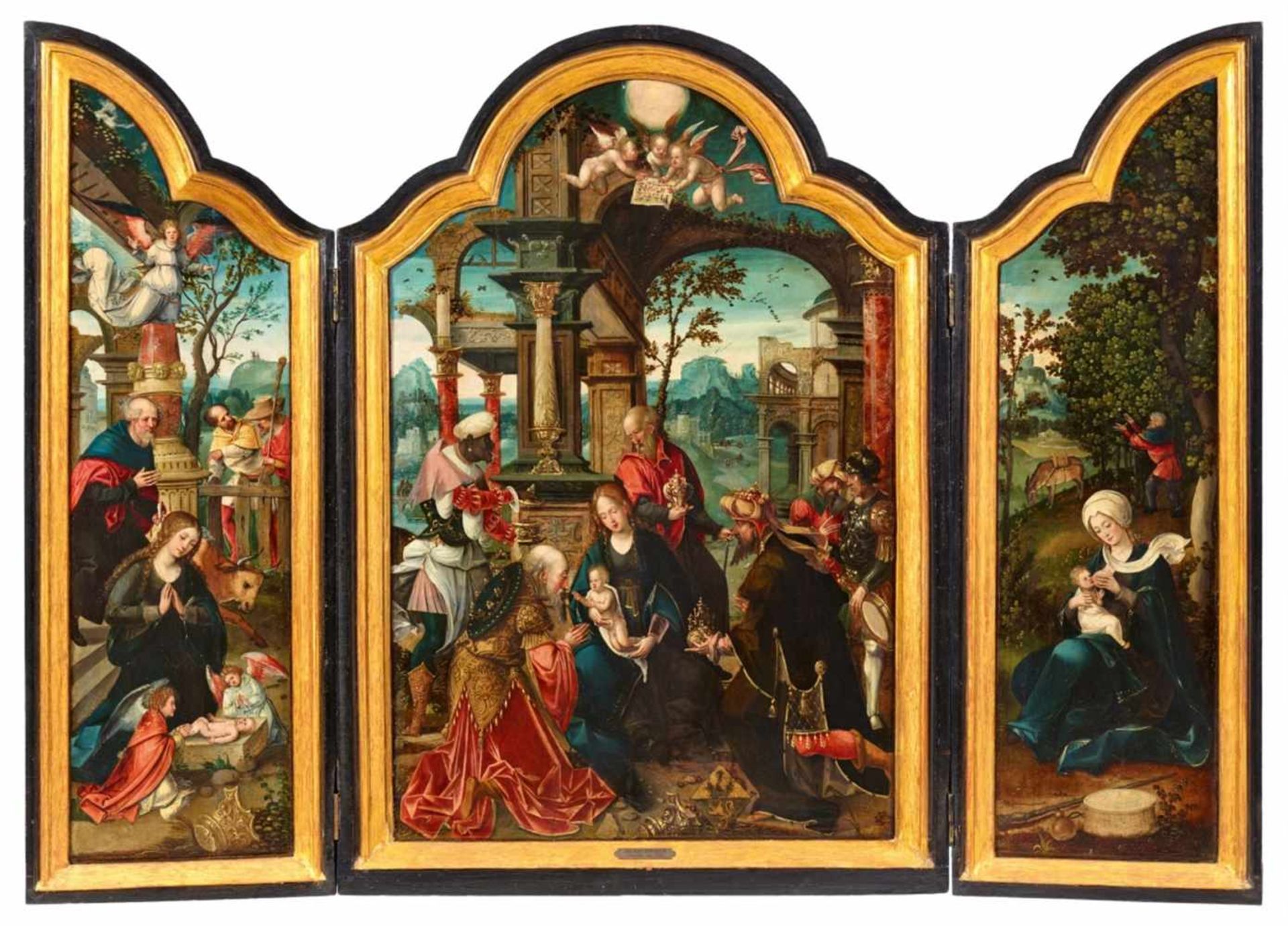 Jan van Dornicke, called Master of 1518, and studioTriptych with the Adoration of the Magi,