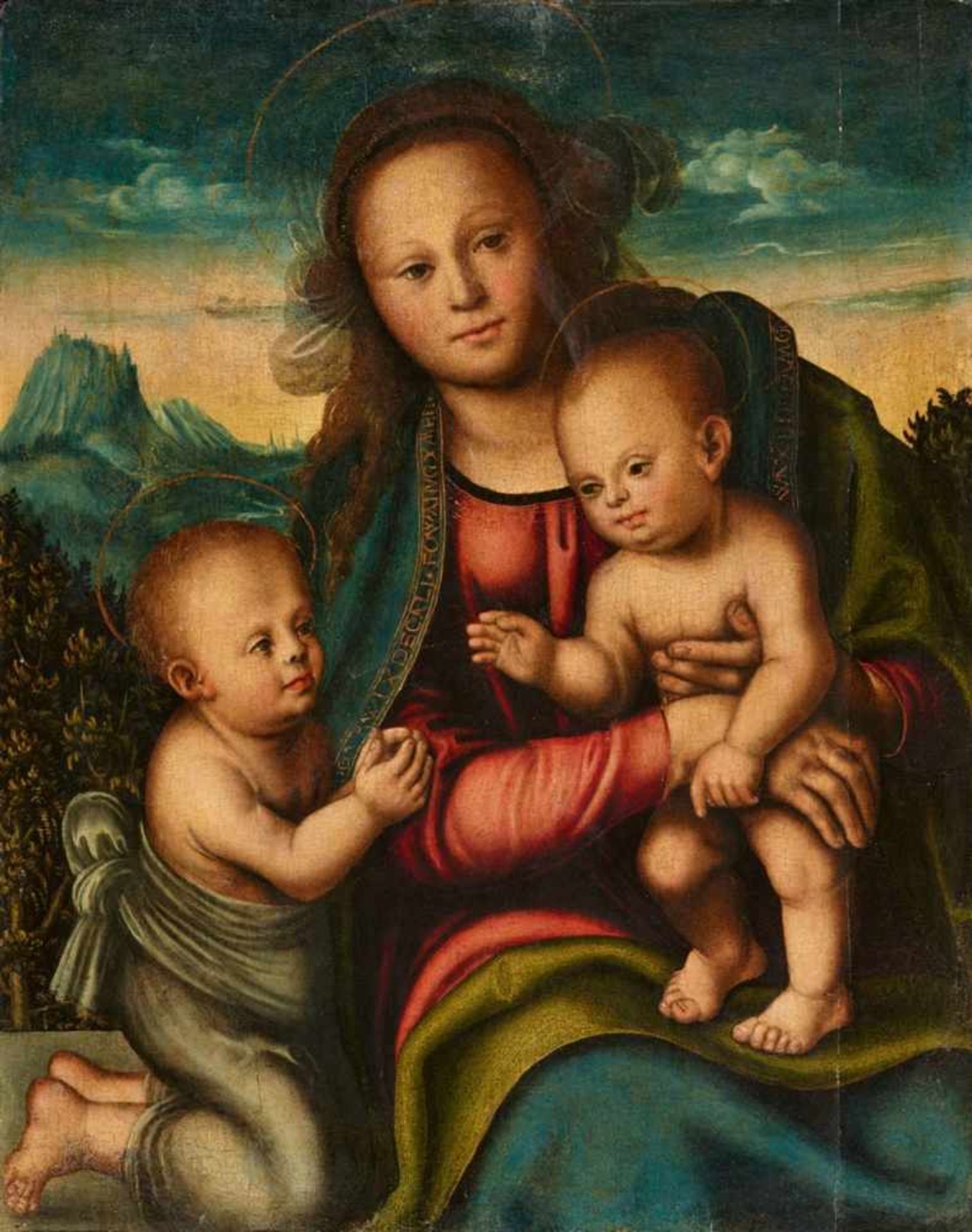 Lucas Cranach the Elder, studio ofThe Virgin and Child with John the BaptistOil on hardwood. 37.5