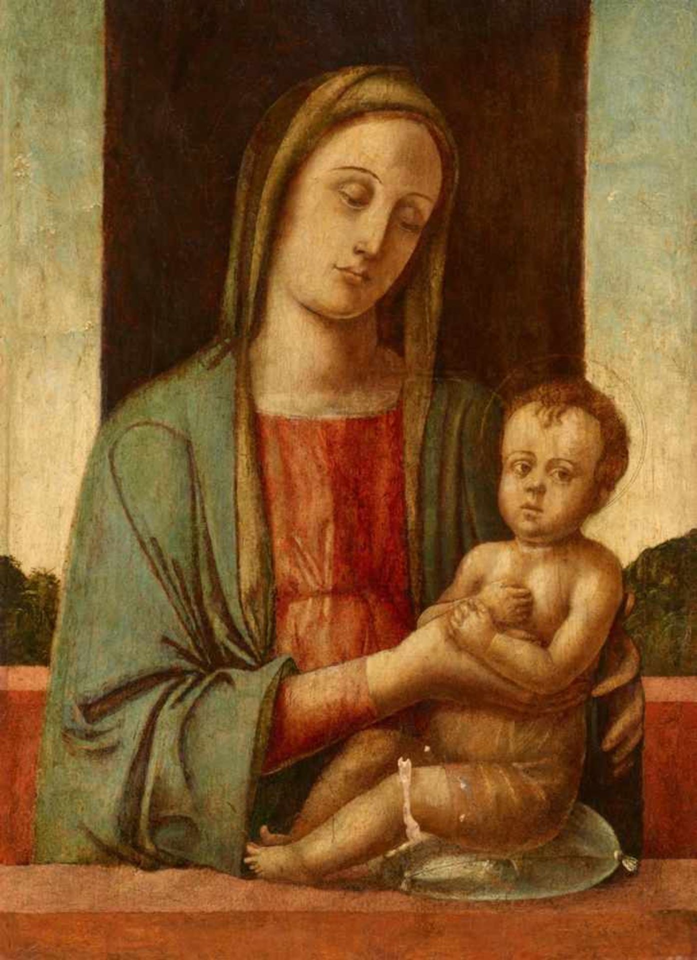 Alvise Vivarini, attributed toThe Virgin and ChildOil on panel. 42 x 47 cm.ProvenanceSwiss private