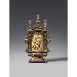 A 17th century South German domestic altar with the Mocking of ChristWooden corpus with