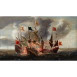 Aert AnthonissenA Naval BattleOil on panel. 33 x 56 cm.A similar work can be found in the collection