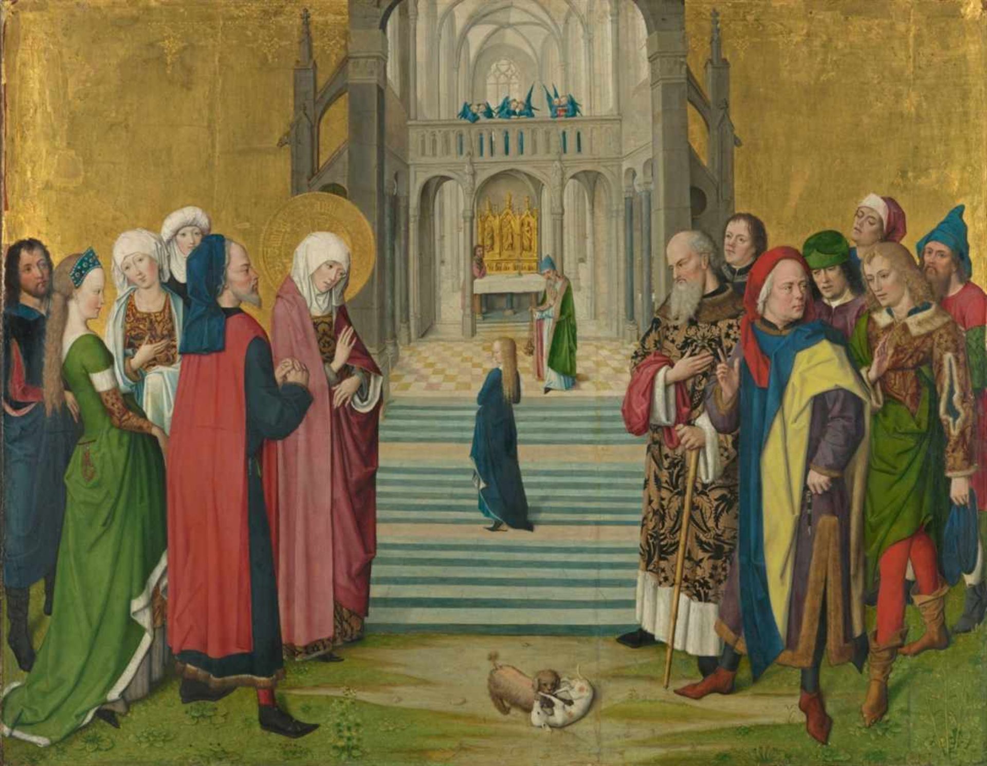 Cologne School, circa 1500The Presentation of the Virgin Mary at the TempleTempera on panel. 72 x - Bild 2 aus 3