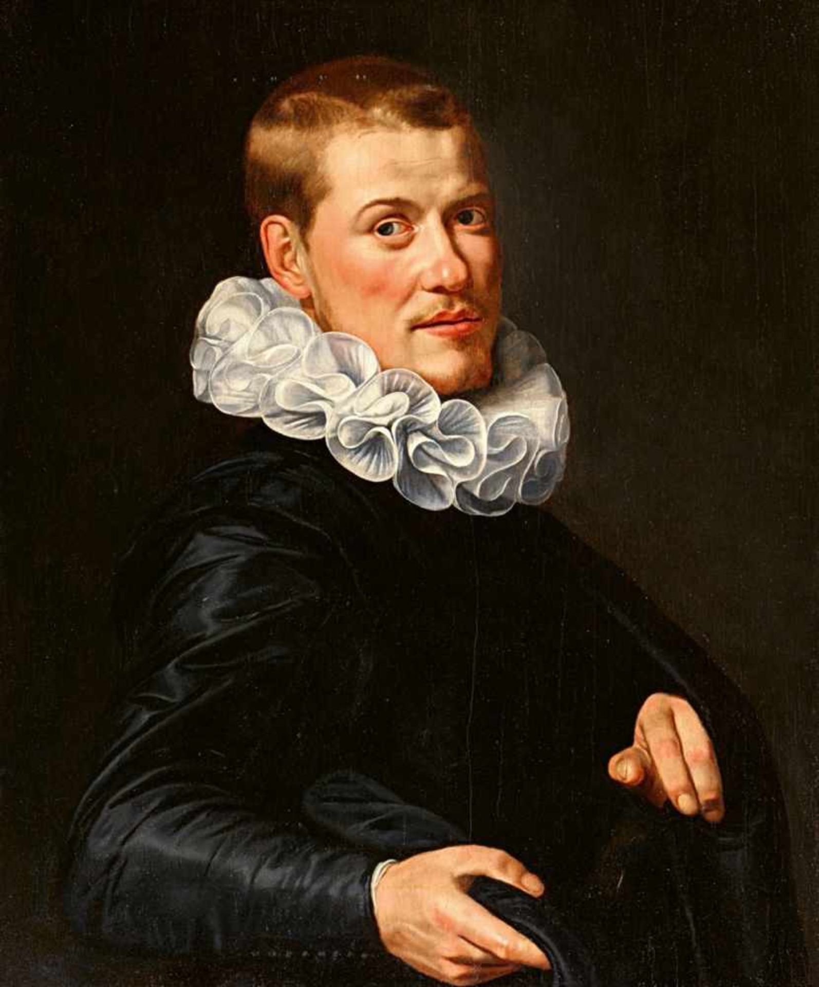 Thomas de Keyser, attributed toPortrait of a Young Man in a White RuffOil on panel mounted on an