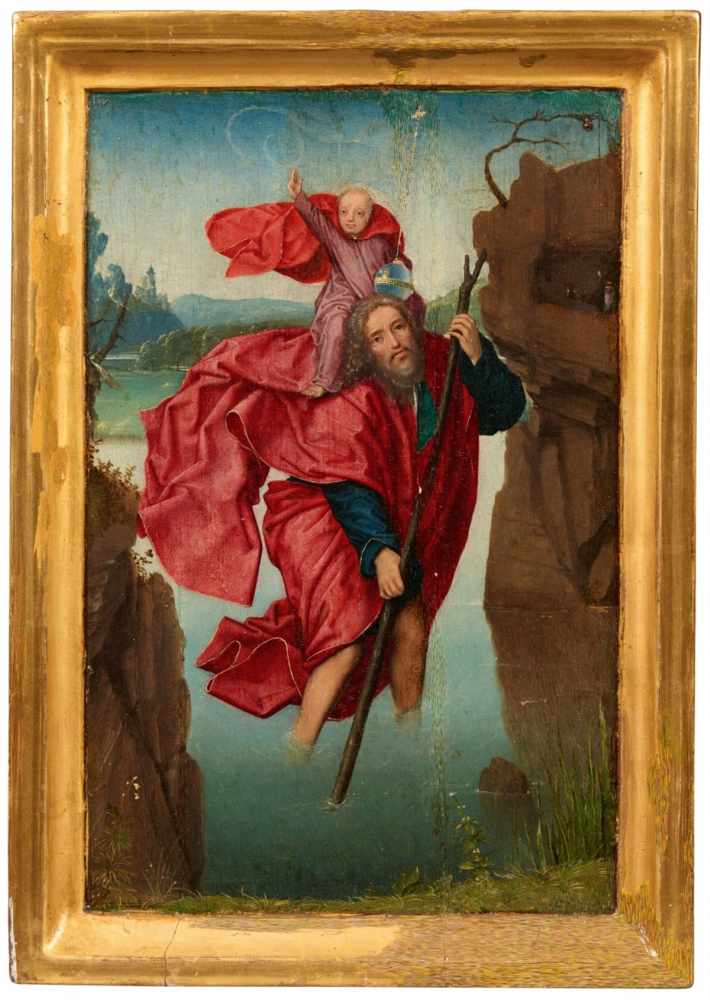 Flemish School, early 16th centurySaint ChristopherOil on panel. 29.5 x 19 cm.ProvenanceFormer