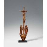 A 17th century Flemish carved boxwood crucifixion groupCarved in the round, the figures and the INRI