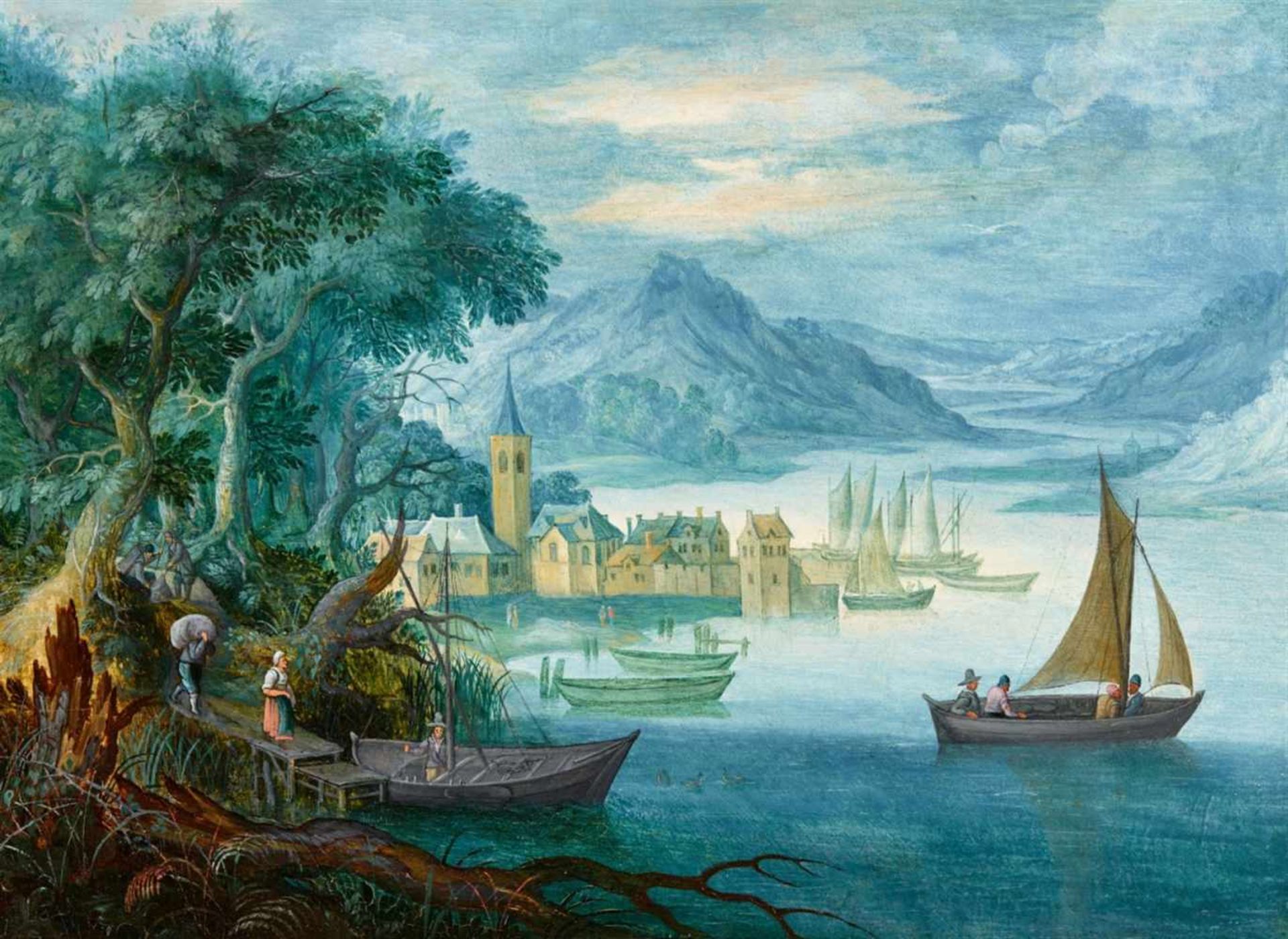 Jasper van der Lanen, attributed toRiver LandscapeOil on panel (parquetted). 20 x 27.5 cm.Jasper van