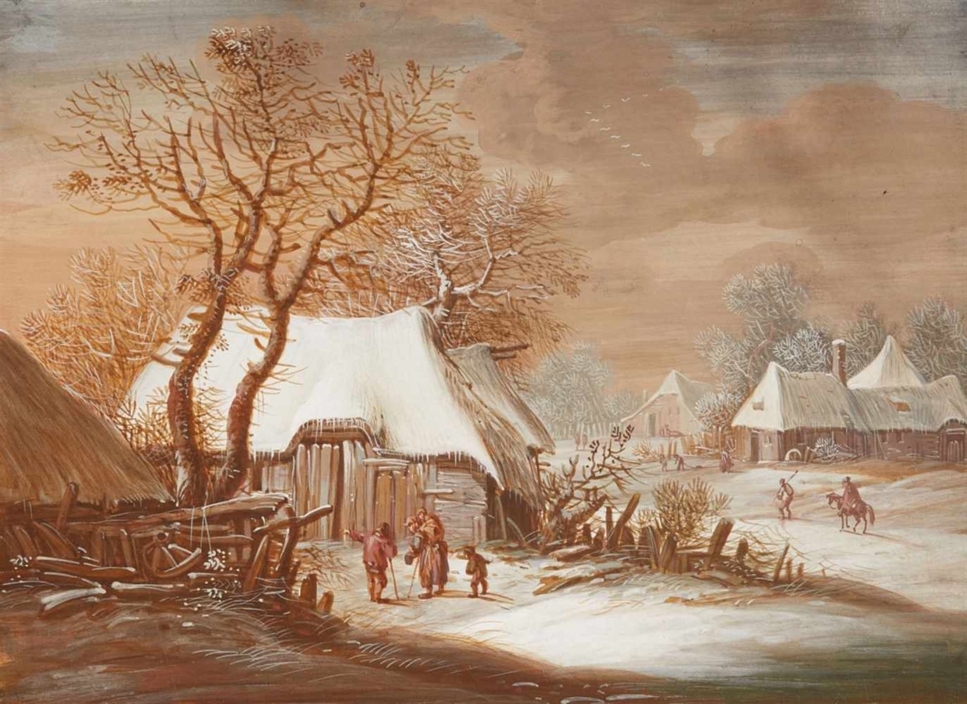 Johann Anton Eismann, attributed toWooded Landscape in SummerVillage Landscape in WinterGouache on