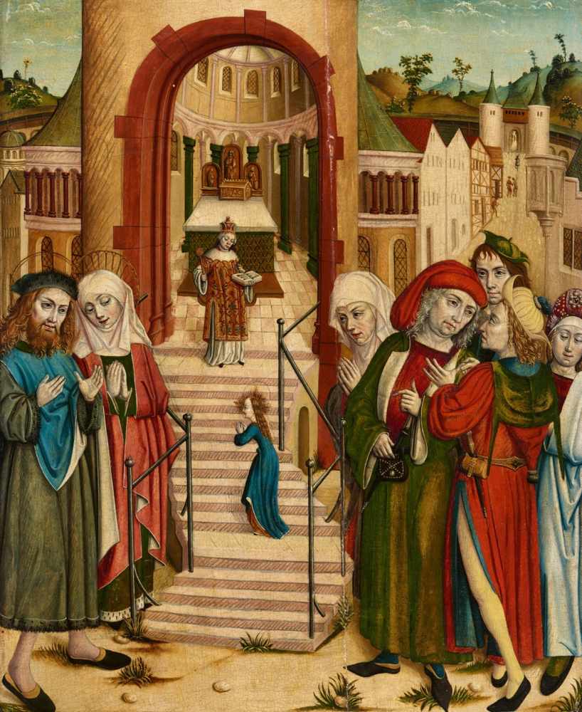 Cologne School, circa 1500The Presentation of the Virgin Mary at the TempleTempera on panel. 72 x