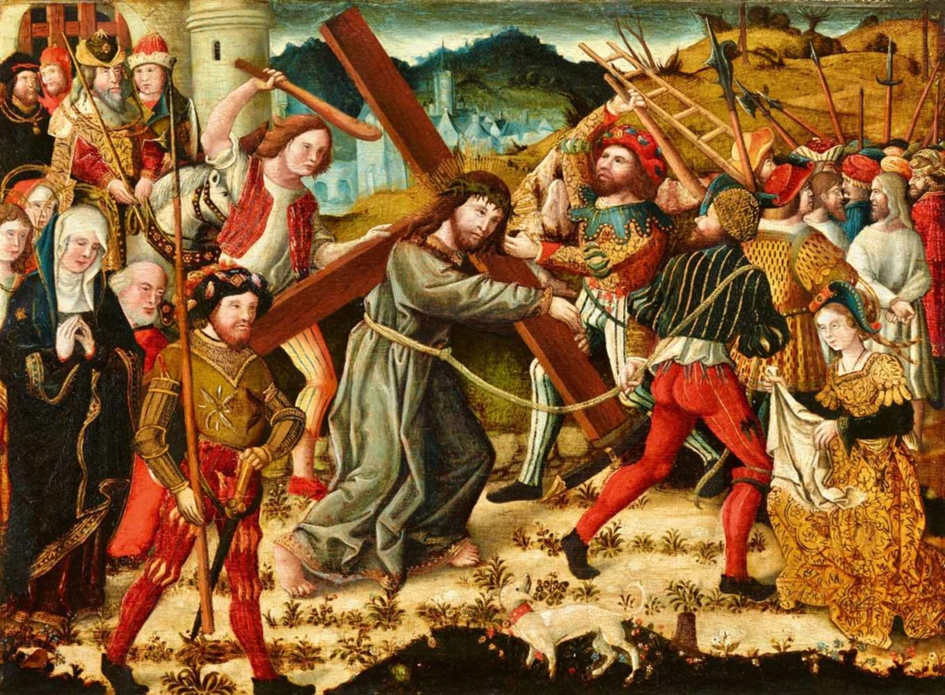 German School, late 15th centuryChrist Carrying the CrossOil on panel. 57 x 76 cm.Deutscher