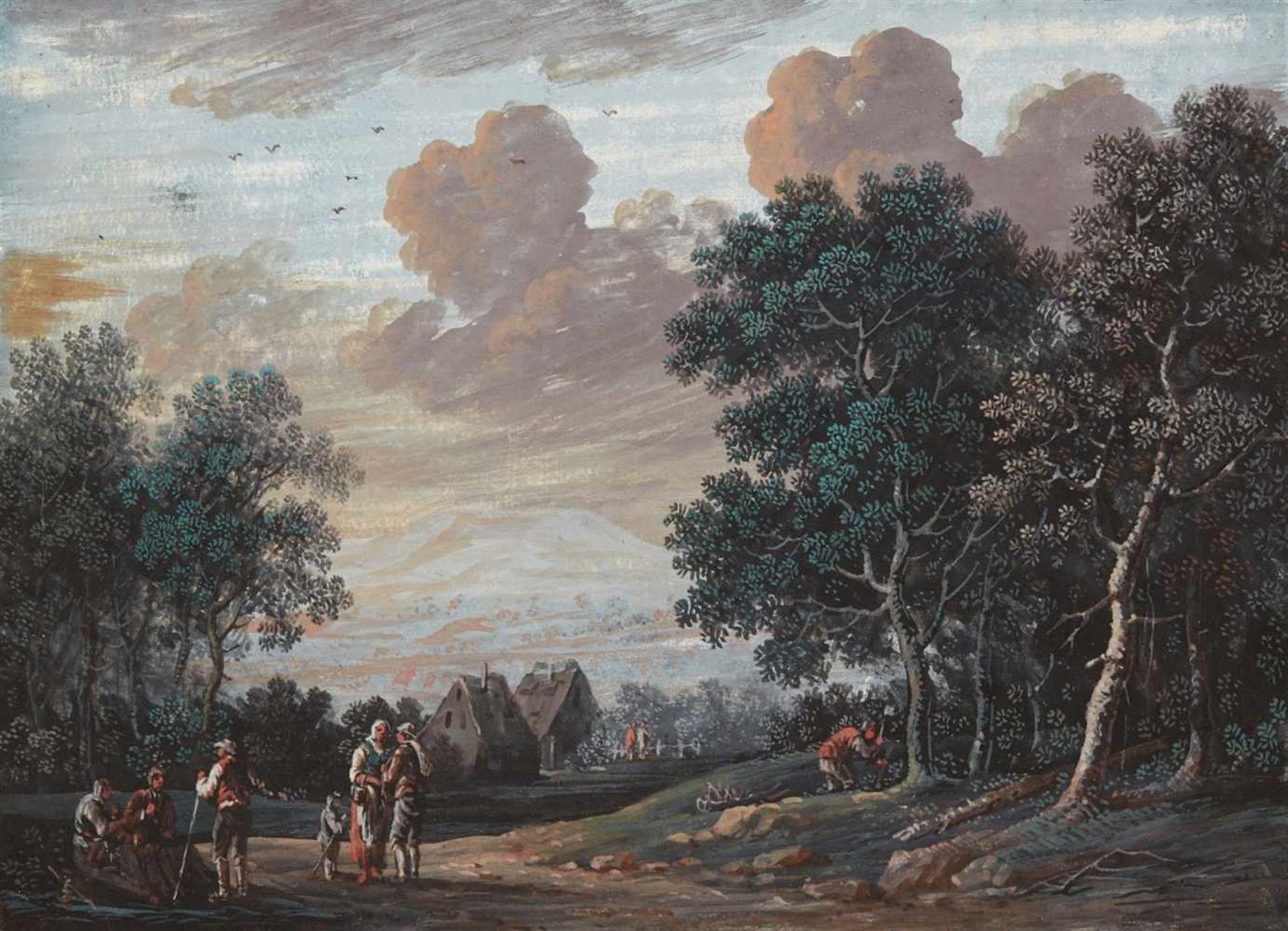 Johann Anton Eismann, attributed toWooded Landscape in SummerVillage Landscape in WinterGouache on - Bild 2 aus 2