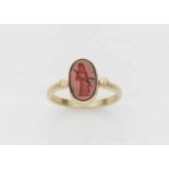 A 14k gold ring with a Hellenistic intaglioReddish brown garnet intaglio (11.7 x 7.4 mm) finely