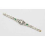 An 18k white gold and diamond Art Deco braceletFinely pierced design geometrically set with old- and