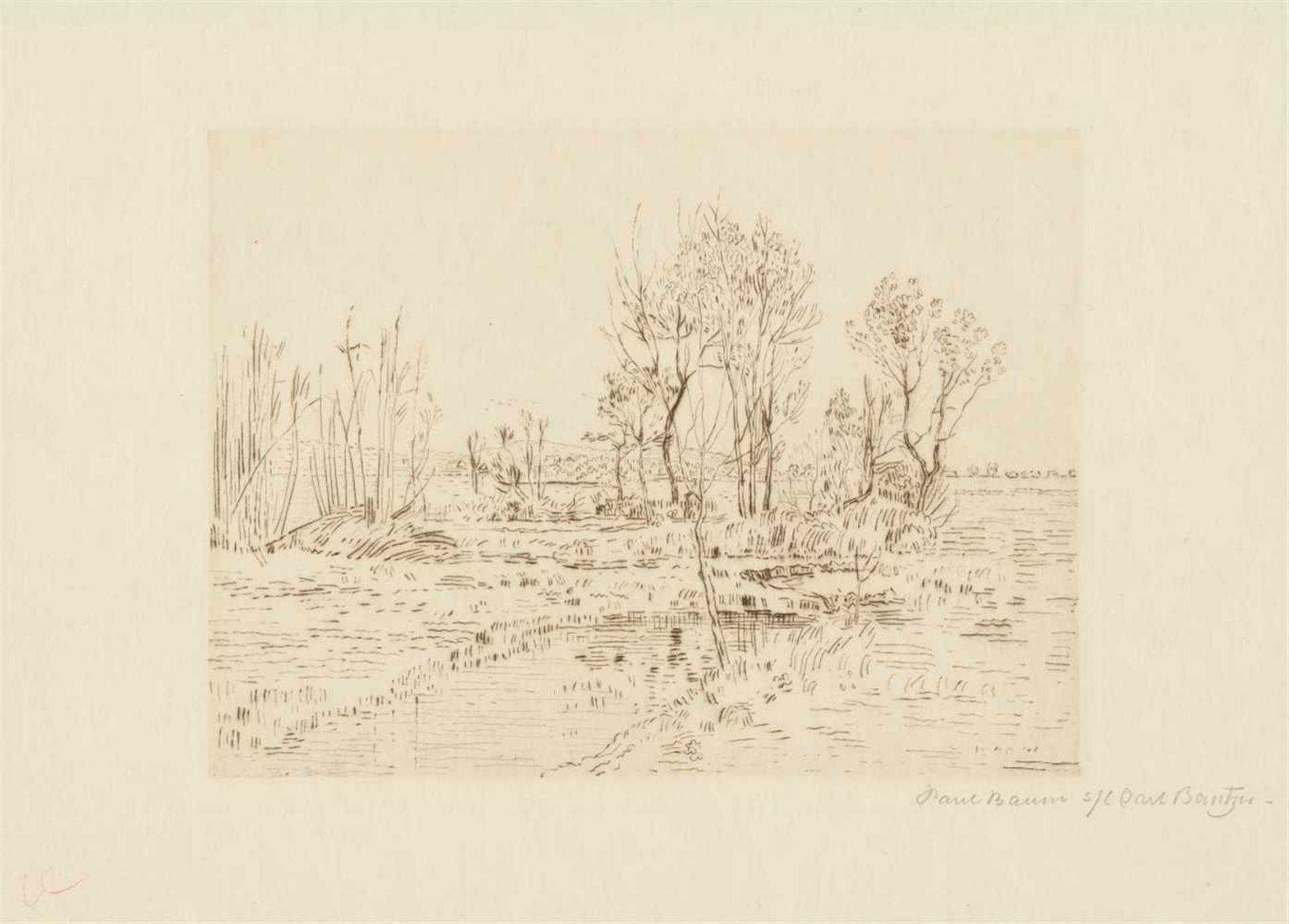 Paul BaumKleiner Teich vor Schilf und Weidenbäumchen in Frühlingswiesen bei Hyères<br - Bild 2 aus 2