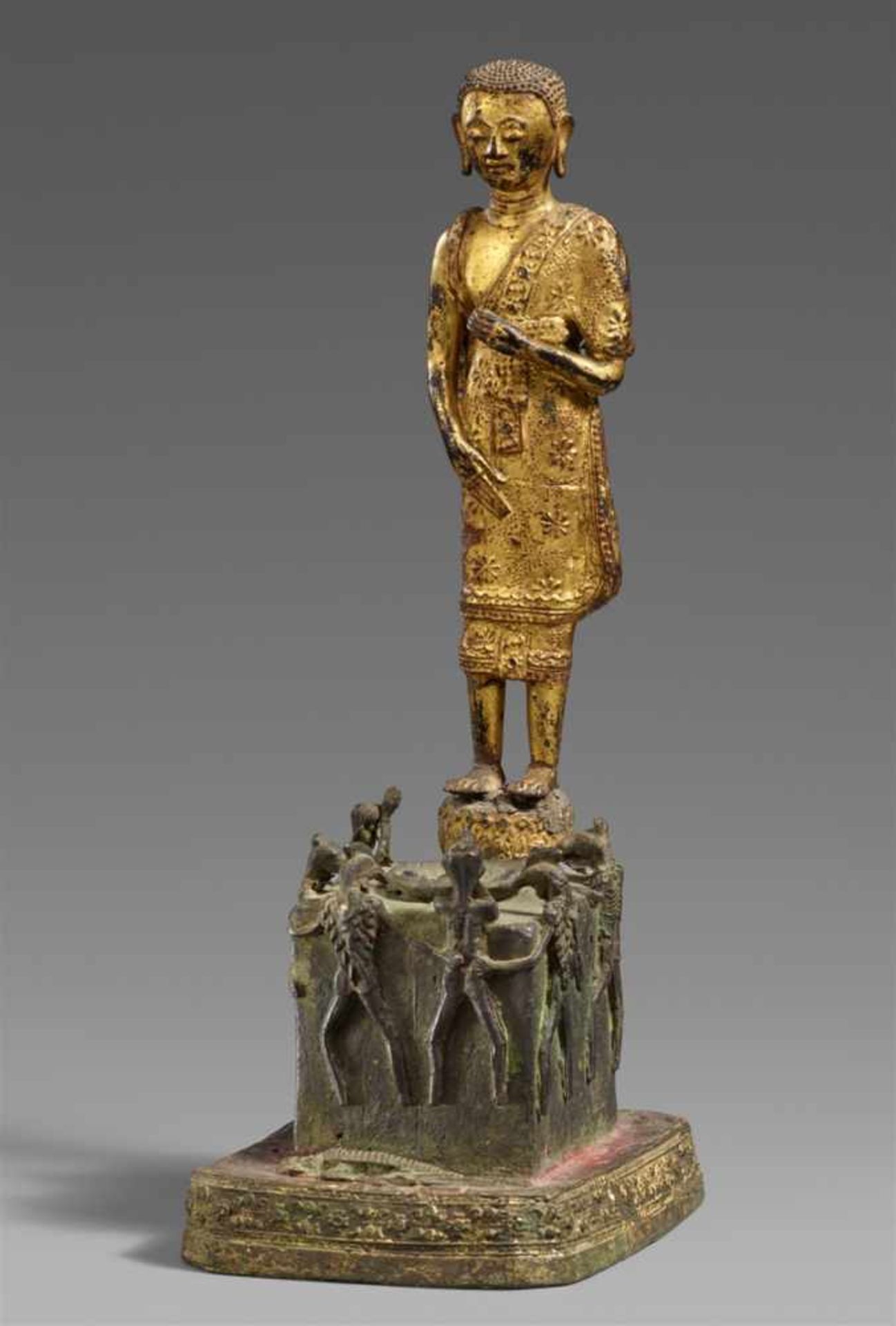 A Ratanakosin lacquered and gilded bronze figure of Phra Malai. Thailand. 19th century