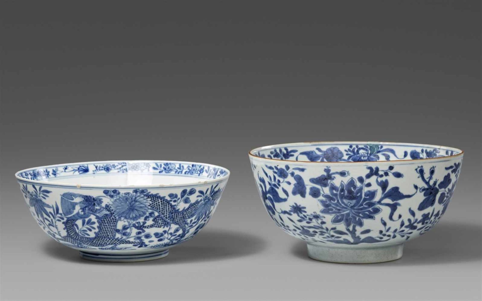 Two blue and white bowl. Kangxi period (1662-1722)