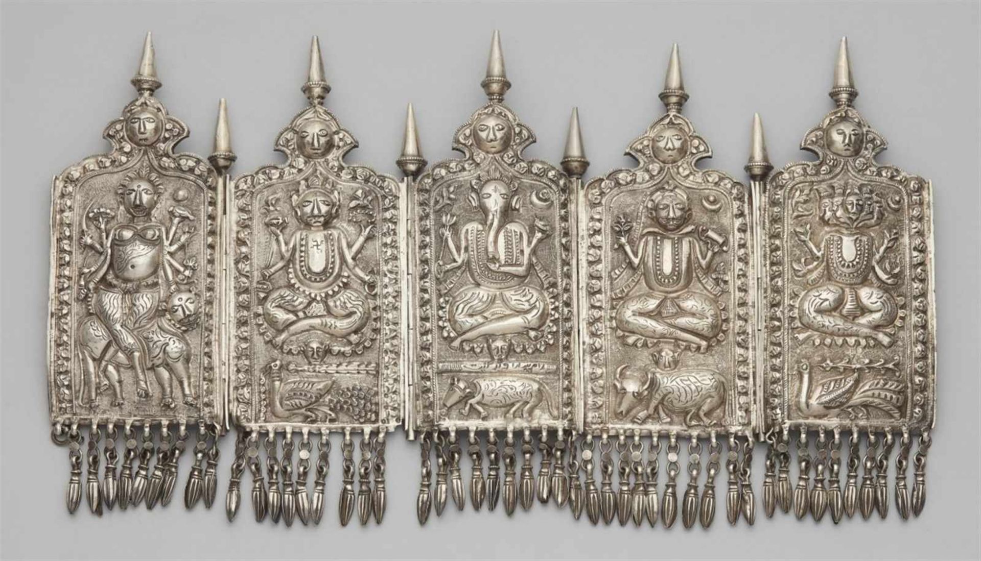 A Himachal Pradesh silver groom's crown (umlakh). Late 19th century