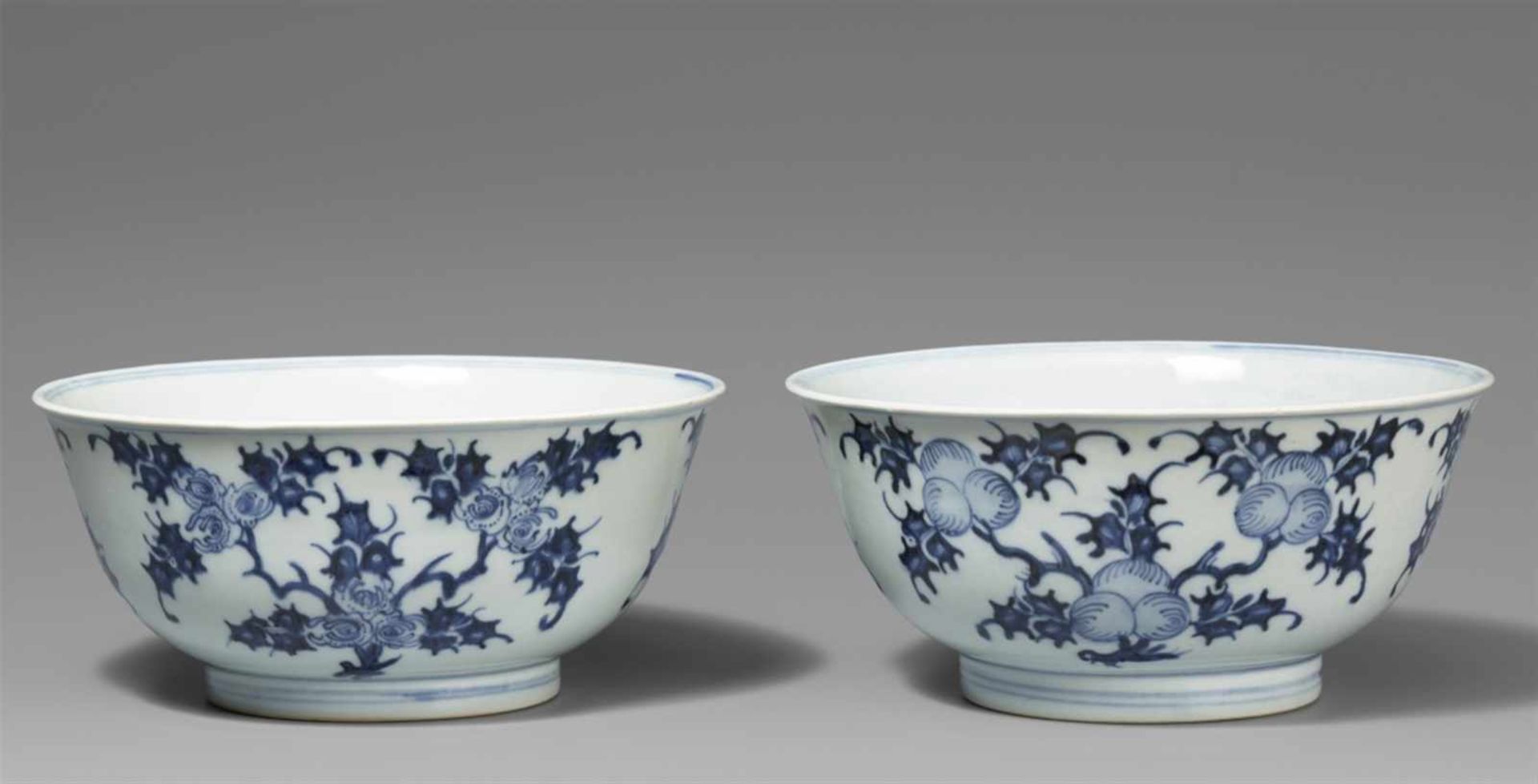 Two blue and white bowls. 18th century
